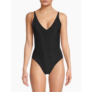Beach Riot Reese Ribbed Black One Piece Swimsuit Scoop Back Made USA Size M